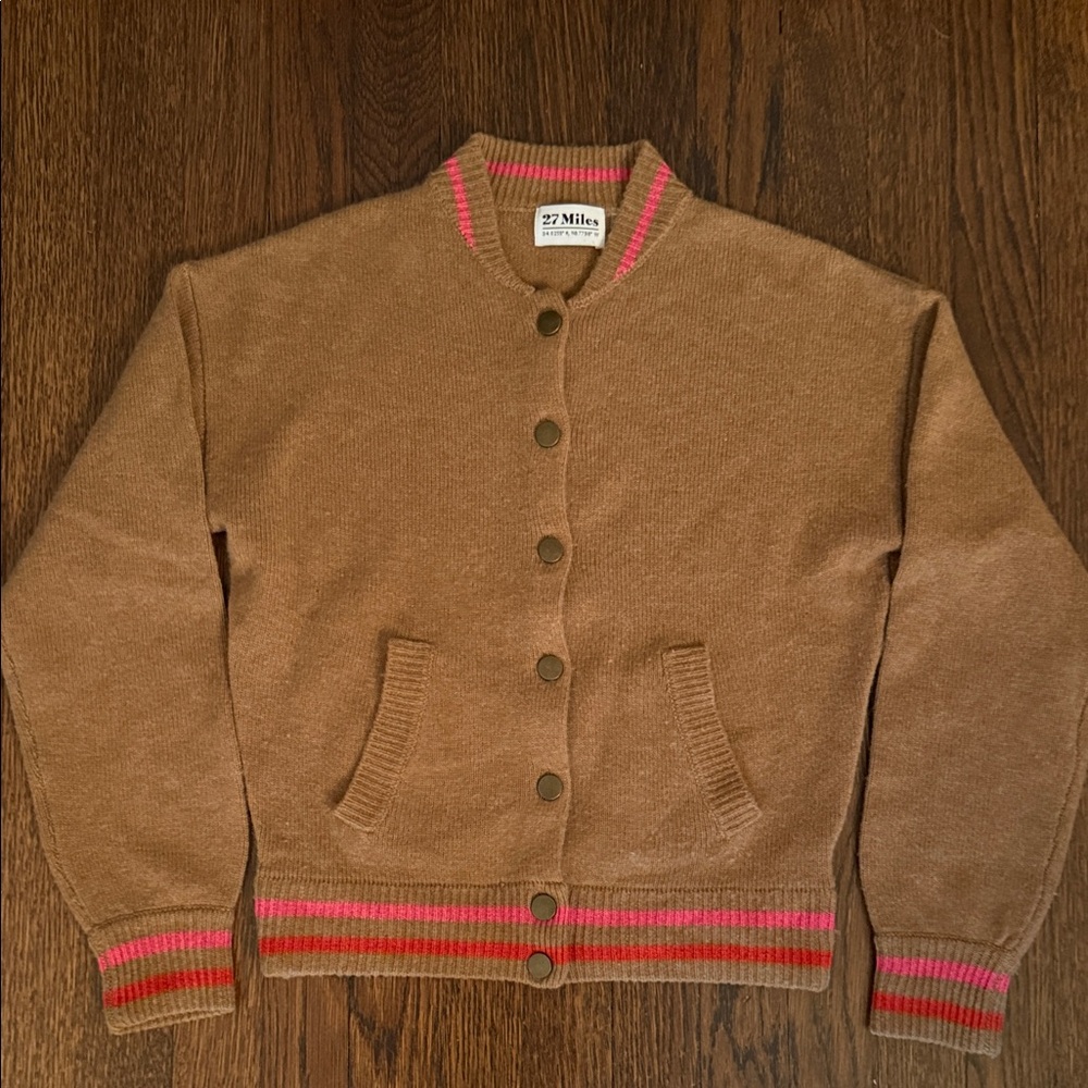 Brown Sweatee with Pink Stripes
